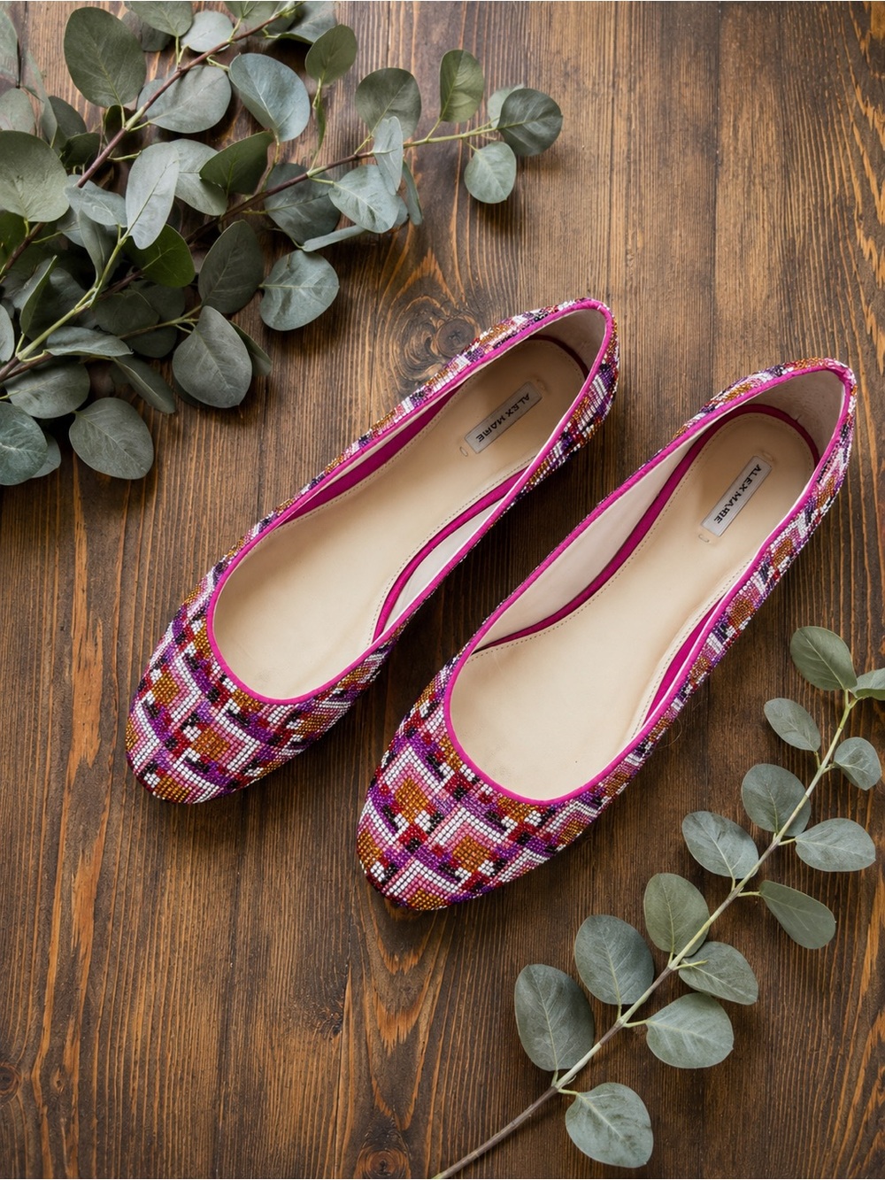 Alex Marie Rhinestone Ballet Flats Pink Geometric Slip On Shoes Size 11